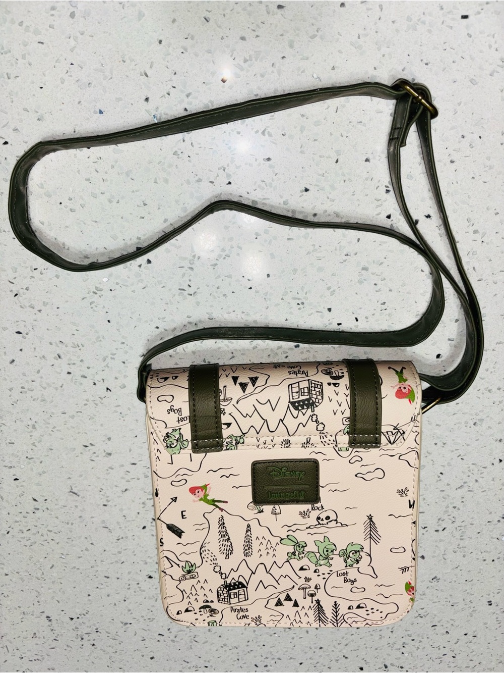 Loungefly Peter Pan Rare Green-Trim Illustrated Crossbody Bag